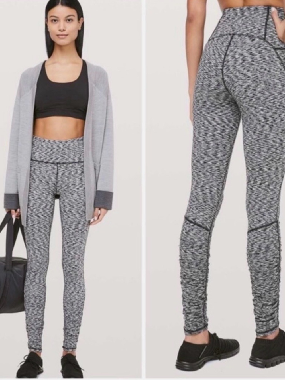 Lululemon High-Waist Heathered Gray Performance Leggings